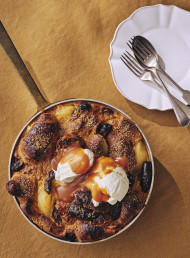 Sticky Date, Pear and Caramel Croissant Pudding