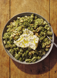 Monty & Sons Radiatori with Winter Greens and Walnut Pesto