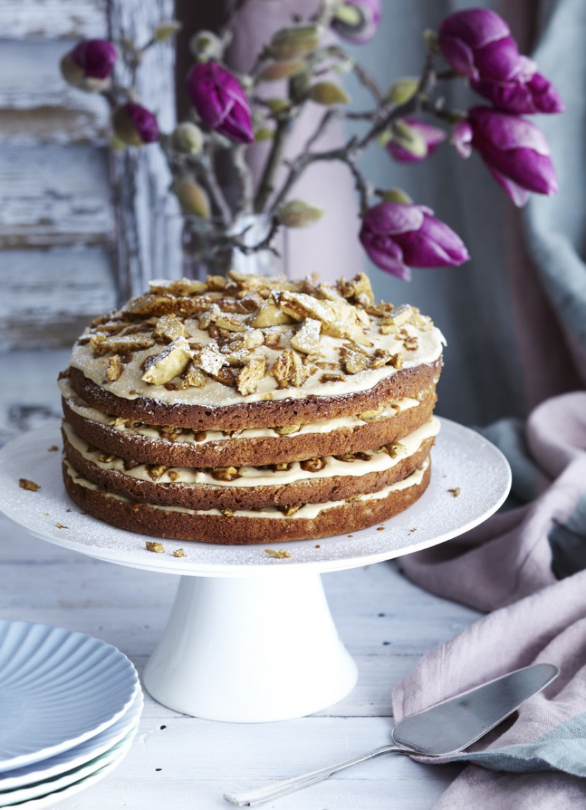 Caramel and Coffee Cake with Mascarpone and Honeycomb
