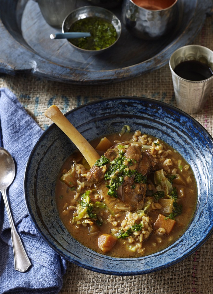 Moroccan Lamb Shank and Barley Soup