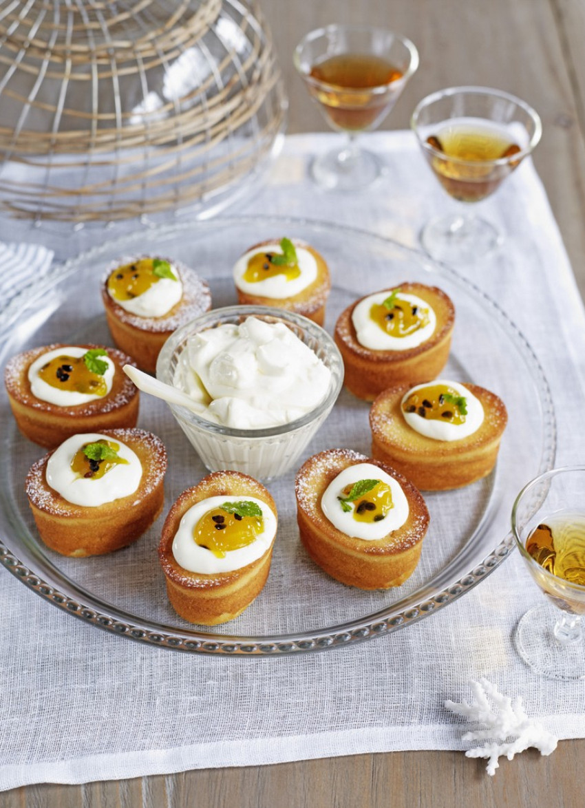 Lime, Riesling and Passionfruit Curd Cakes