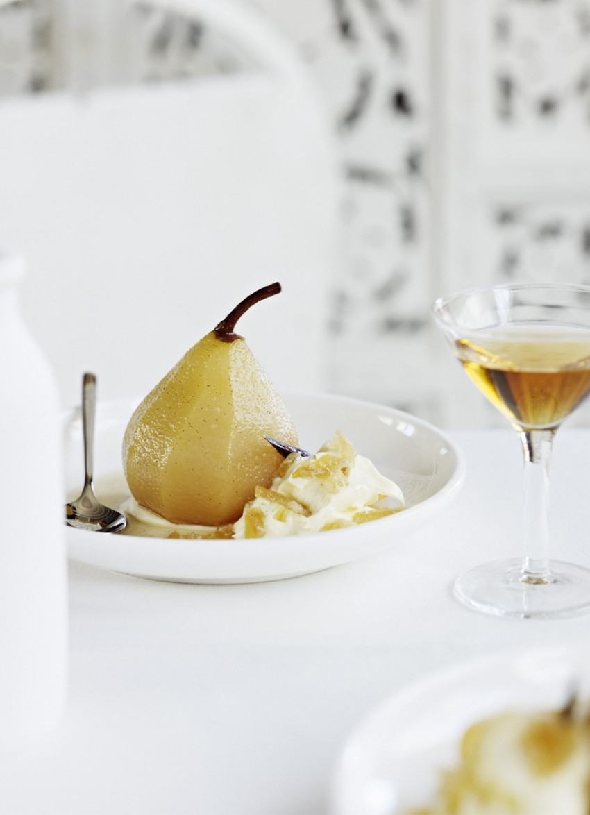 Ginger Beer Poached Pears