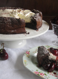 Spiced Flourless Chocolate Cake with Fresh Cherries