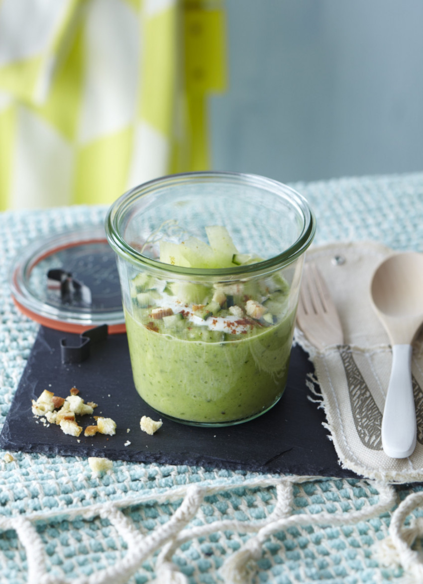 Chilled Avocado, Cucumber and Melon Soup