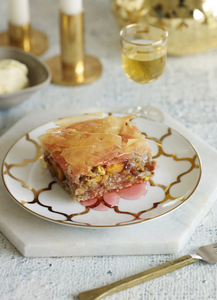 Baklava with Poached Nectarines