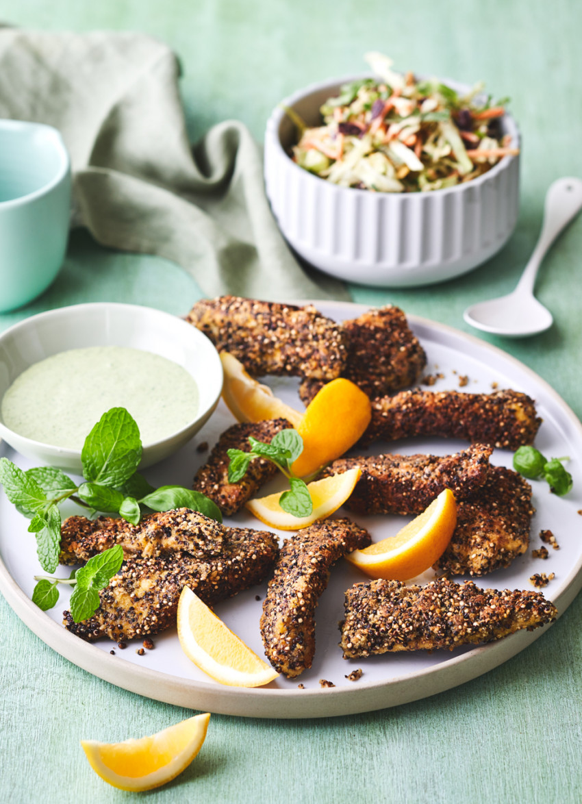 Puffed Quinoa and Dukkah Fish Fingers