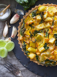 Creamy Leek, Potato and Silverbeet Tart with a Buckwheat Crust