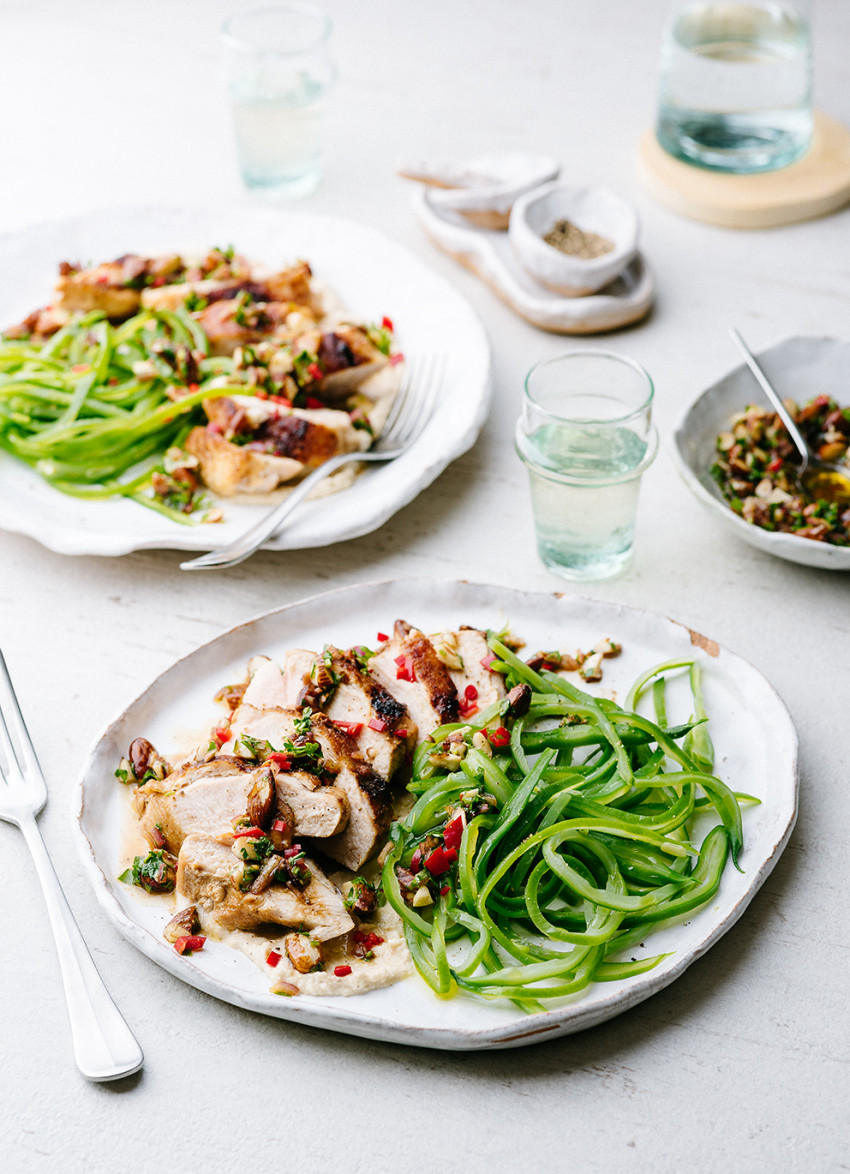 Grilled Chicken with Almond and Chilli Dressing