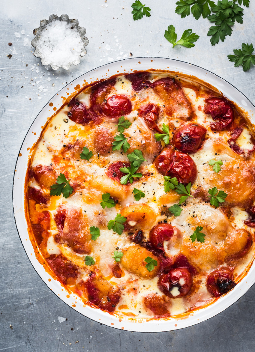 Baked Gnocchi with Chorizo and Cherry Tomatoes