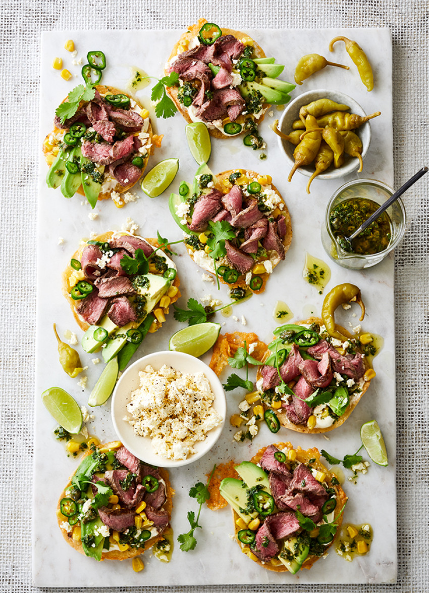 Tostadas with Silver Fern Farms New York Strip Steaks