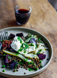 Warm Lentil, Beetroot and Fennel Salad with Herb Dressing