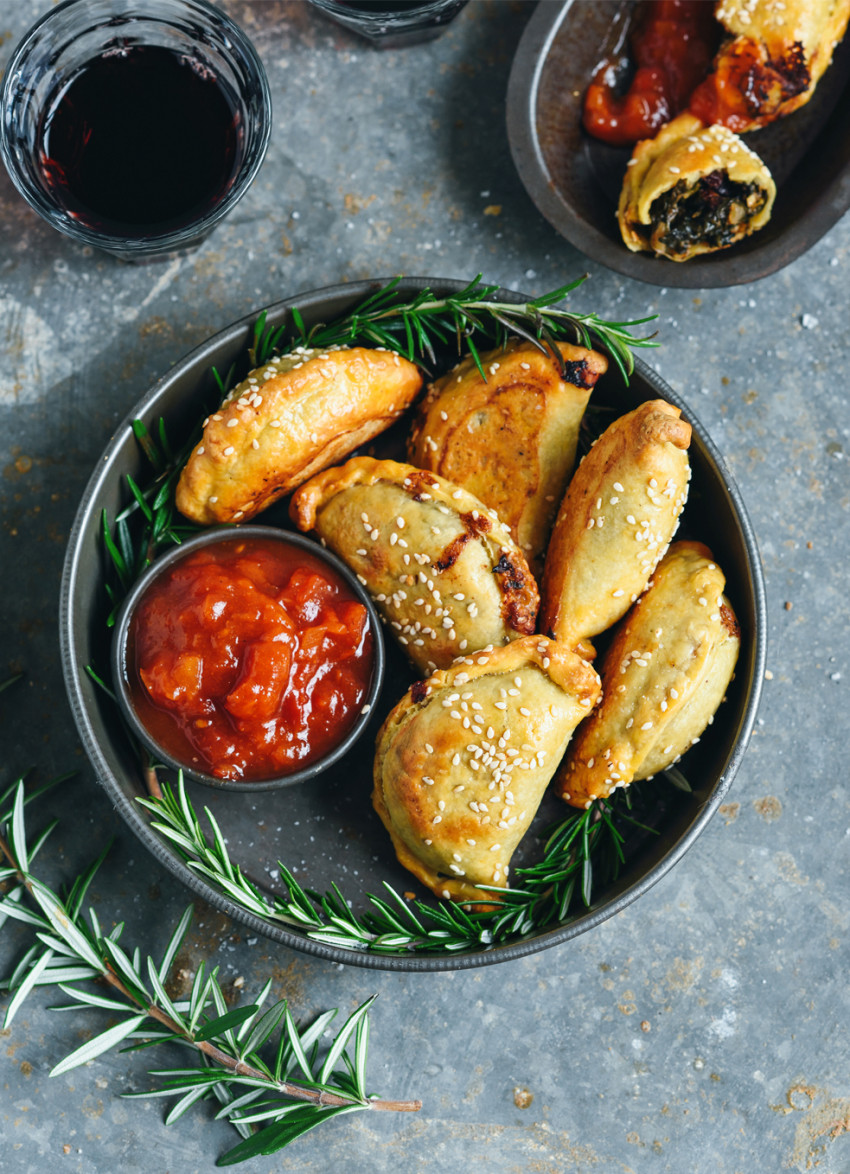 Mini Spinach Pies with Rosemary, Lemon and Feta