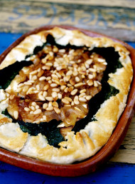 Open-Face Onion, Goat Cheese and Pine Nut Tart