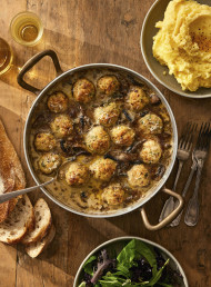 Chicken and Bacon Meatballs in Creamy Mushroom Sauce