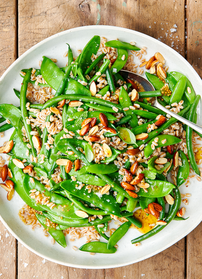 Green Bean and Pea Salad with Farro and Roasted Almonds