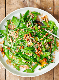Green Bean and Pea Salad with Farro and Roasted Almonds