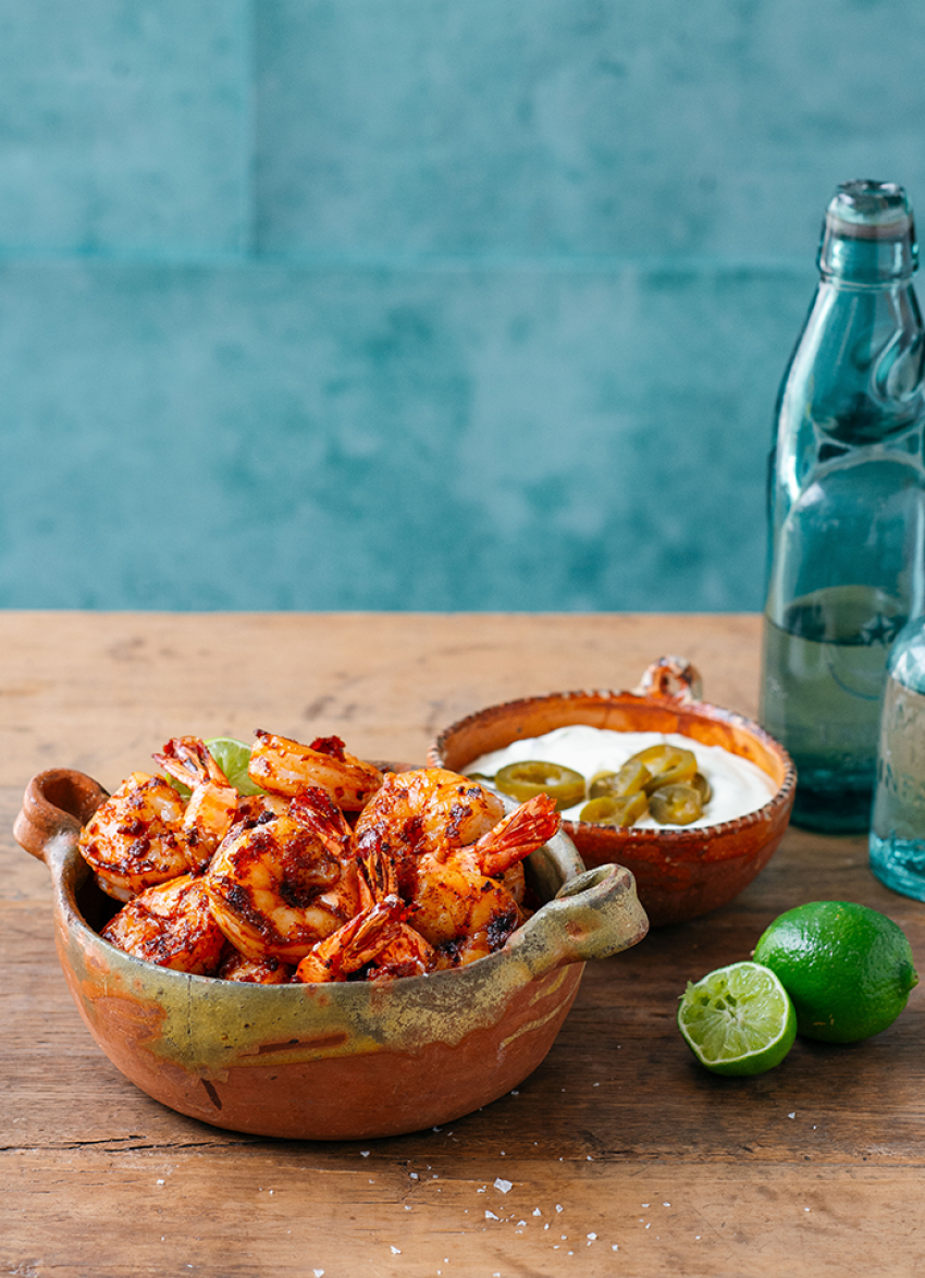 Chipotle Prawns with Lime and Jalapeno Mayo