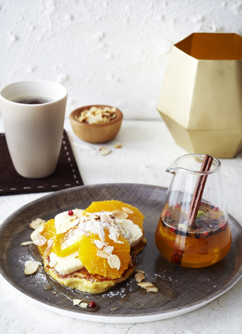Ricotta and Orange Hotcakes with Spice-Infused Honey