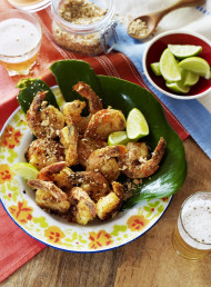 Spiced Prawns with Cashew Nut and Coconut Dukkah