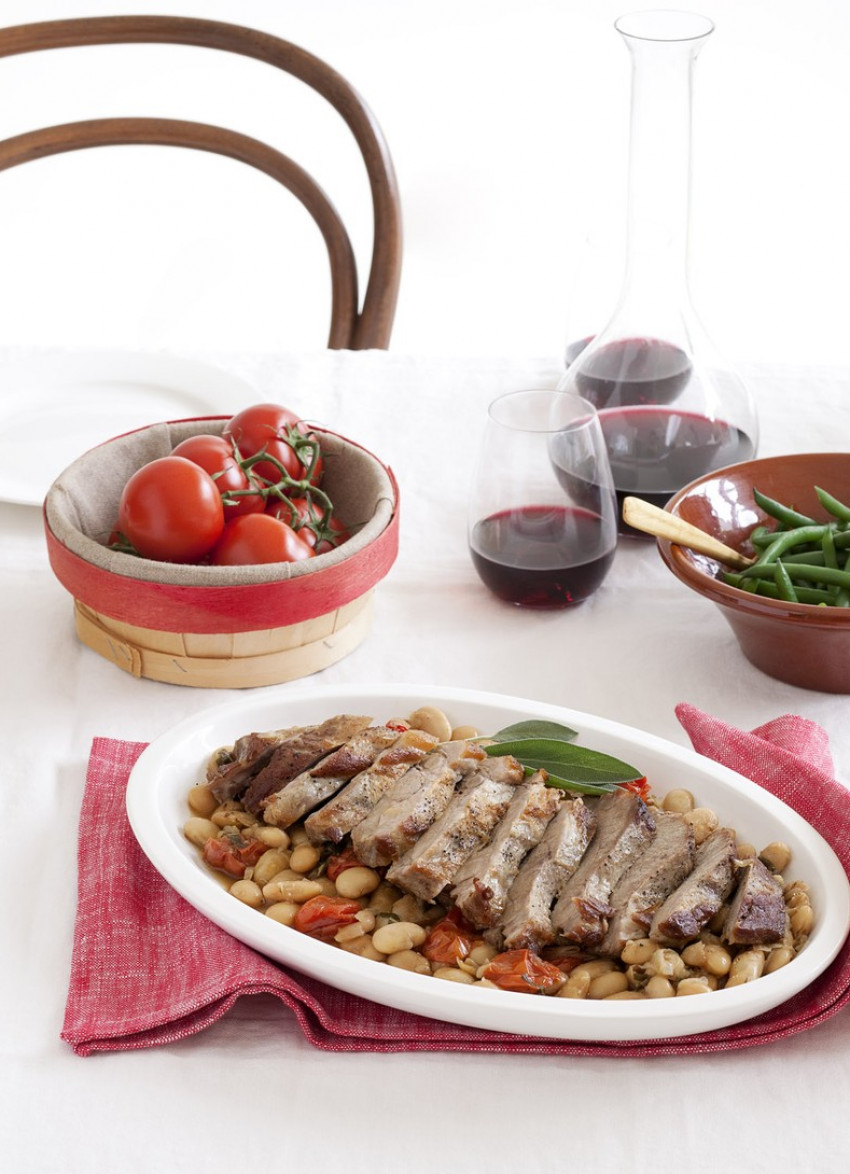 Roast Pork Fillet with Butterbeans and Sage
