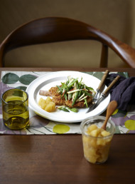 Almond Crumbed Pork Chops, with Green Bean Salad 