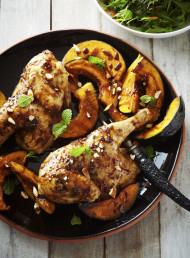 Spice Roasted Chicken with Pumpkin and Pomegranate Molasses