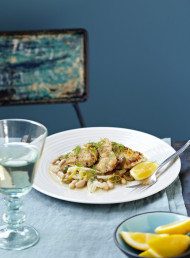 Panfried Fish on White Beans and Fennel