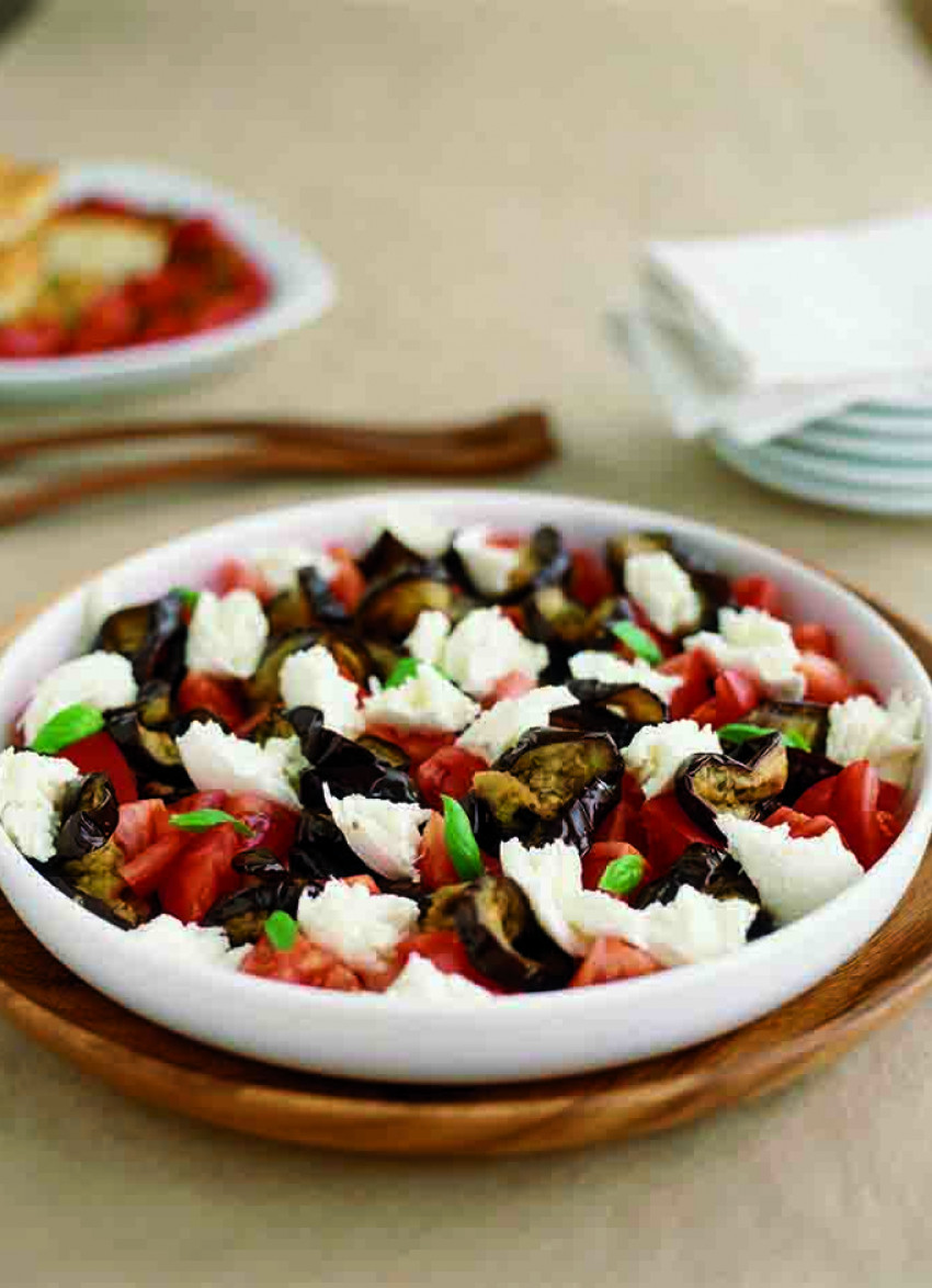Fresh Mozzarella, Roasted Eggplant and Tomato Salad