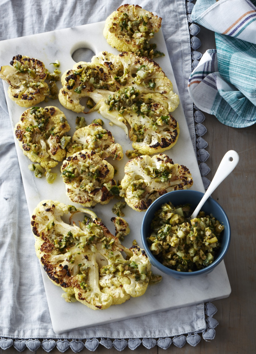 Roasted Cauliflower with a Sicilian Caper and Olive Salsa