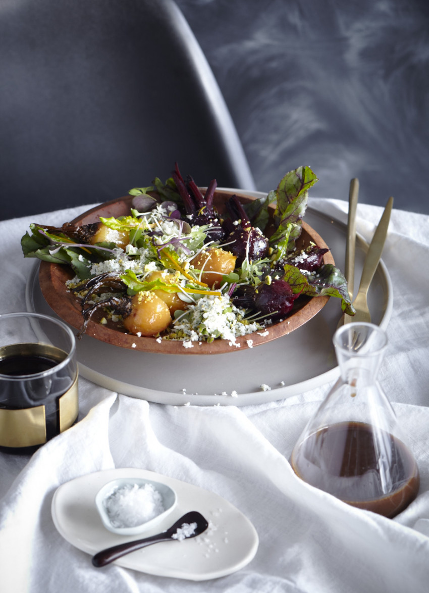 Beetroot and Pistachio Salad with Blue Cheese Snow