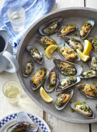 Steamed Mussels with Caper and Herb Vinaigrette