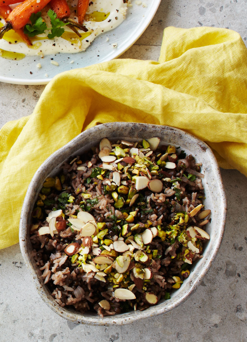 Rice with Puy Lentils and Roasted Nuts