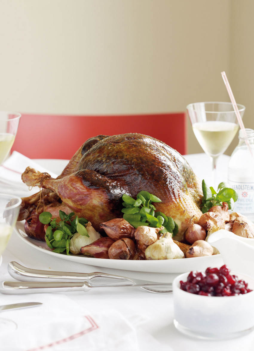 Roast Turkey with a Forest Mushroom and Bacon Stuffing
