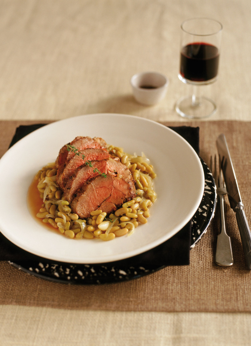 Flageolet Beans with Spice Roasted Lamb Rumps