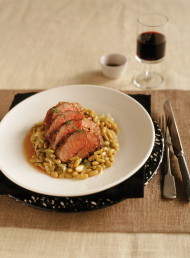 Flageolet Beans with Spice Roasted Lamb Rumps