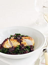 Monkfish with Bacon and Red Wine Sauce