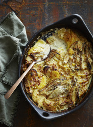 Fennel, Potato and Onion Gratin with Anchovy Cream