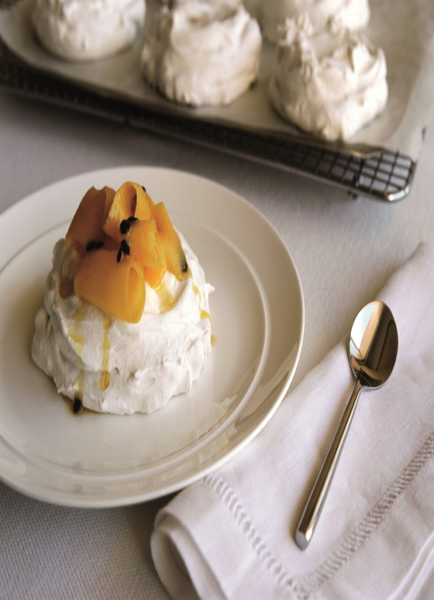 5 Spice Meringues with Fresh Mango and Passionfruit