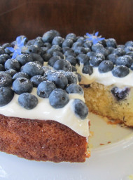 Blueberry and Almond Cake with Vanilla Yoghurt Topping