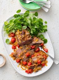 Fast-Roasted Butterflied Leg of Lamb with Warm Tomato and Ginger Salsa