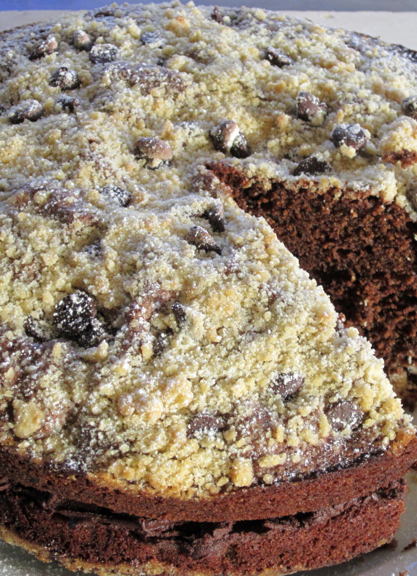 Chocolate Ganache Crumb Cake