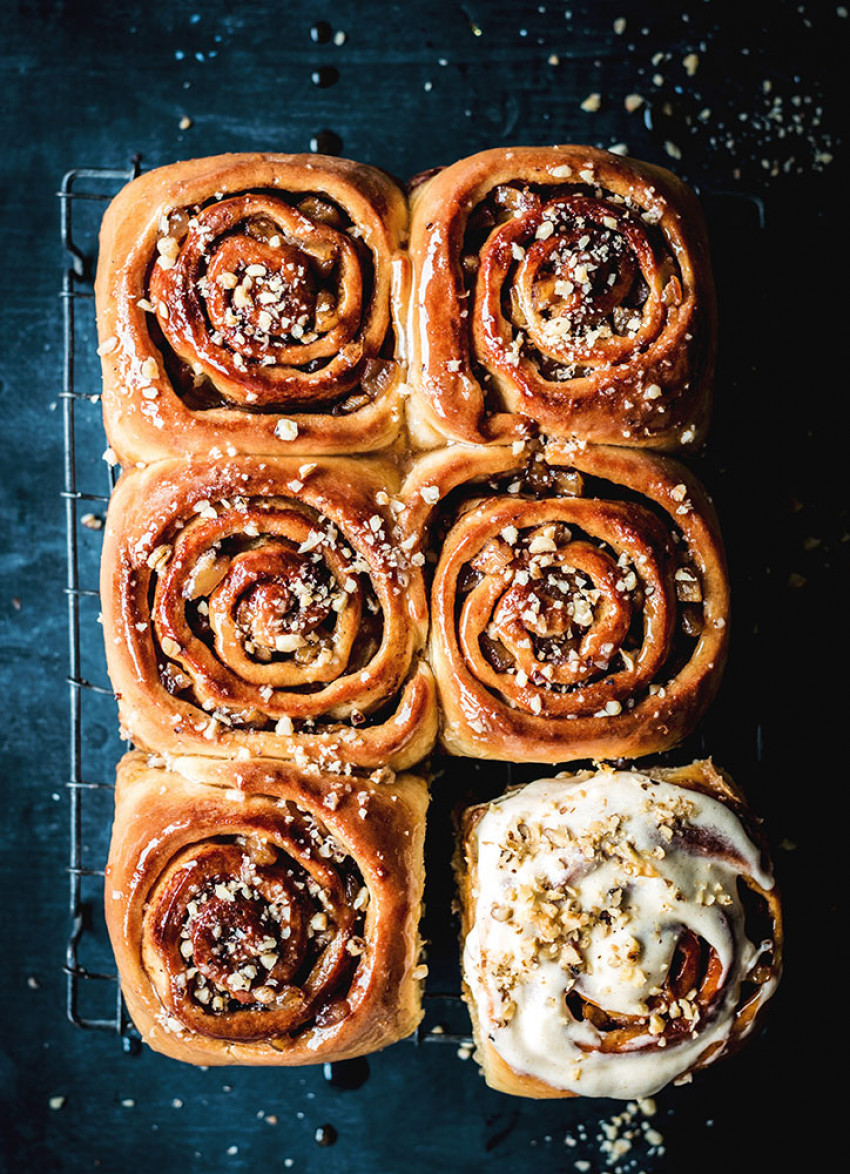 Cinnamon and Apple Pinwheels with Brown Butter Cream Cheese Icing
