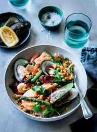 Seafood and Asparagus Paella