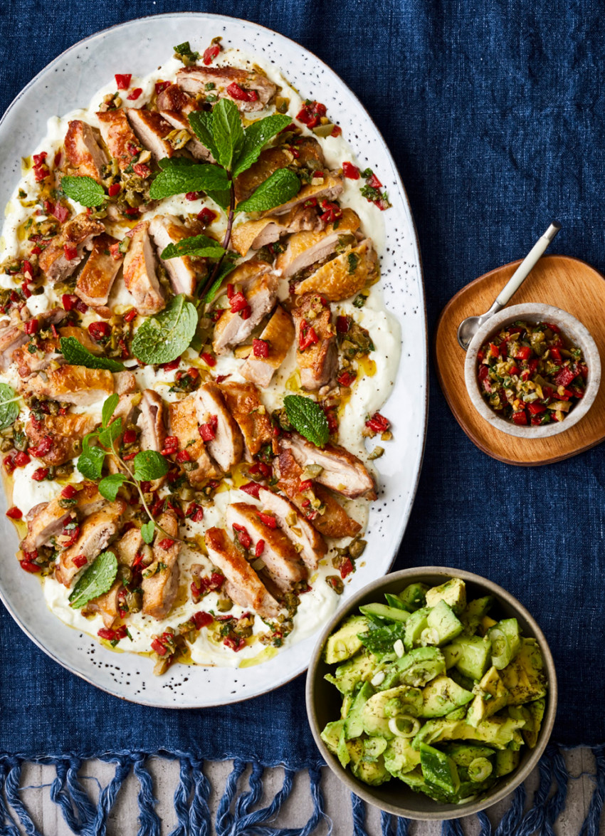 Pan-Fried Chicken Thighs with Mediterranean Salsa