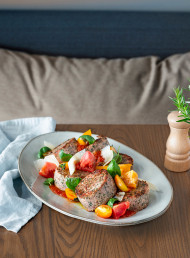 Meatloaf with Heirloom Tomatoes and Basil