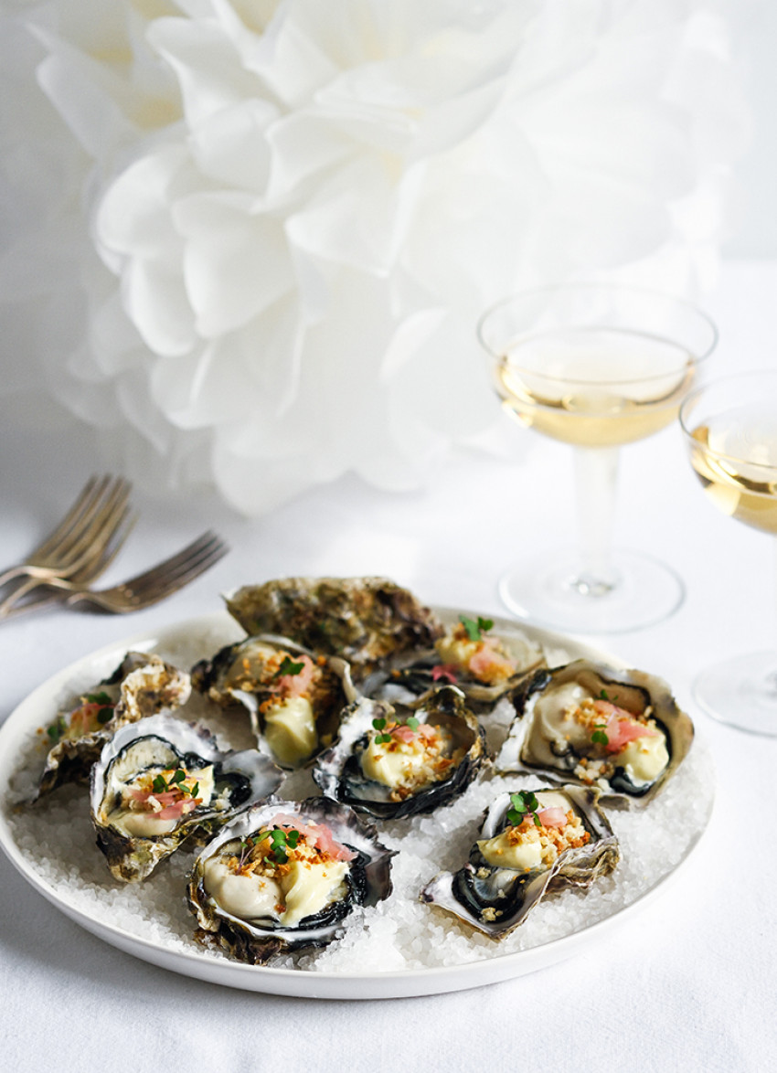 Oysters with Wasabi Mayo and Toasted Crumbs