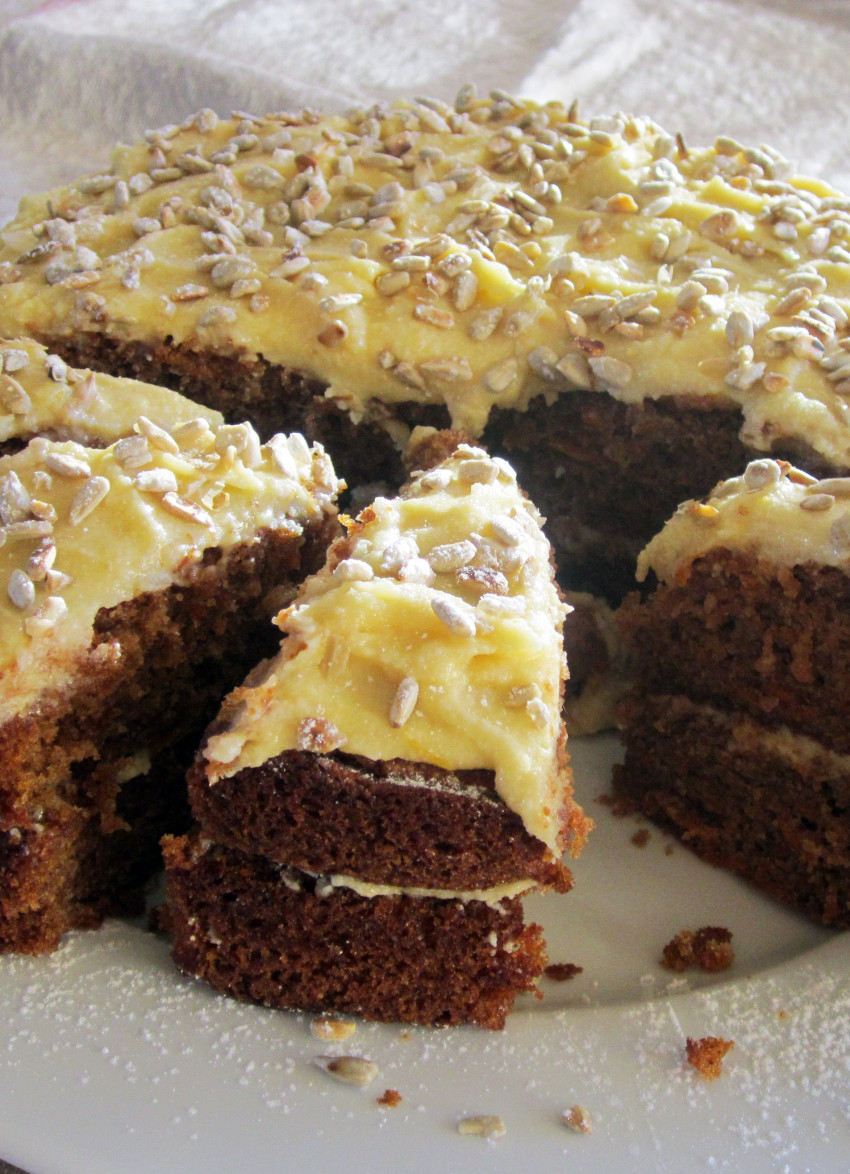 Spiced Carrot, Ginger and Sunflower Seed Cake